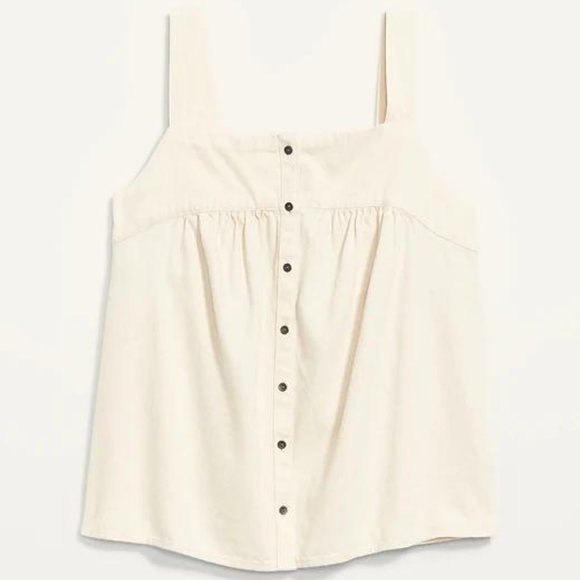 Old Navy Women's Sleeveless Button-Front Twill A-Line Top New - Picture 4 of 4